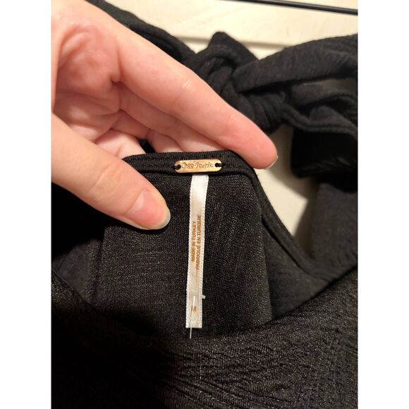 NWT Free People Violet Mini Dress Textured Puff Sleeve Black OB1140618 Medium - Picture 7 of 14